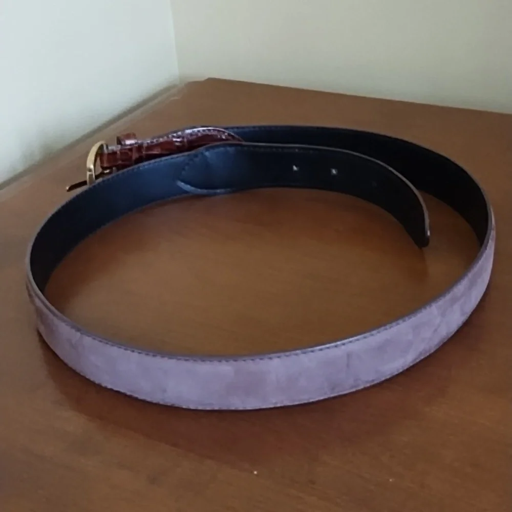 Saddlebred Leather Belt Solid Brass Buckle Women's Size Large Brown Nubuck